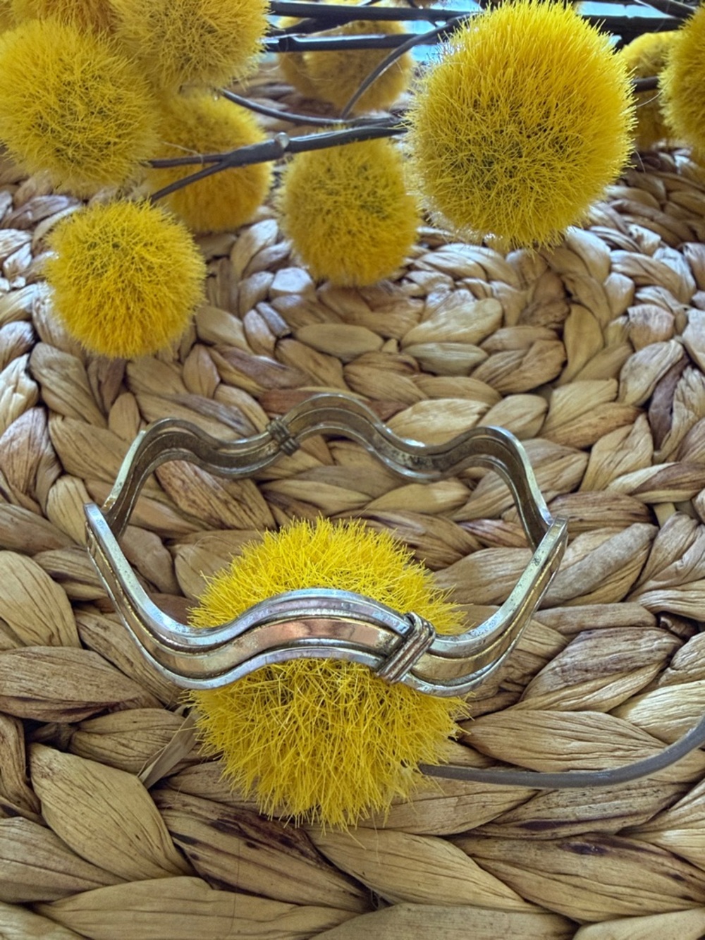 Silver Wavy two tone Bangle Bracelet